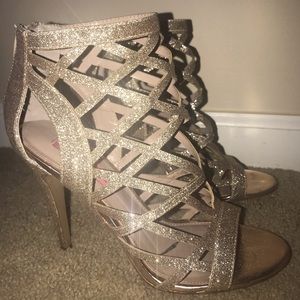 Gold, sparkly heels